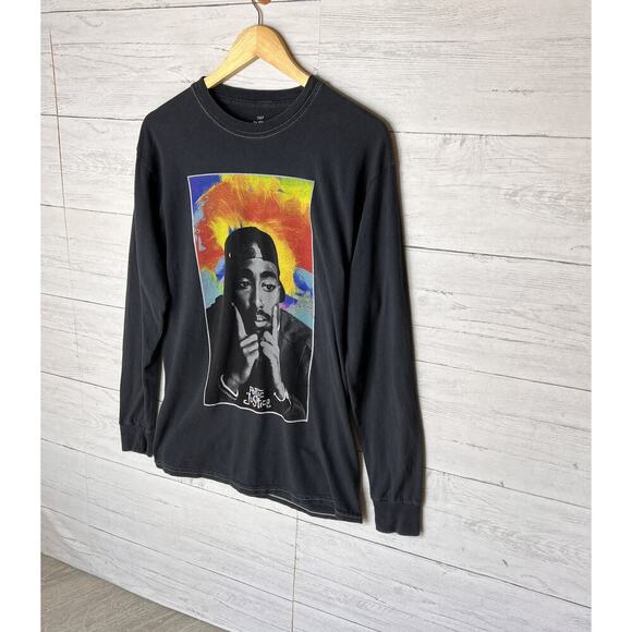 2 Pac T-Shirt Unisex Size M/M Gray Poetic Just Long Sleeve 100% Cotton - Picture 4 of 14